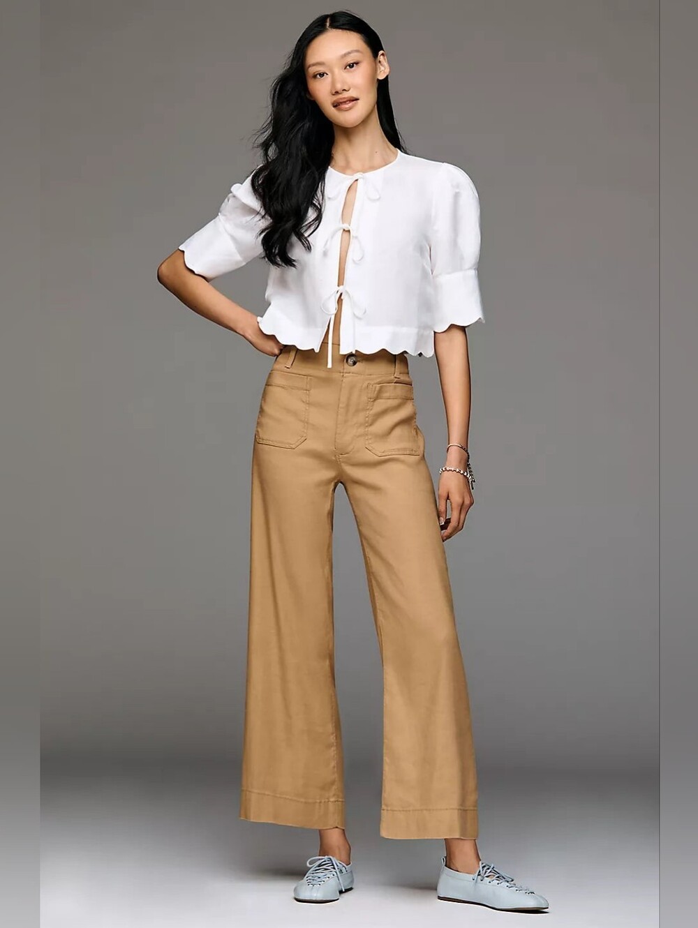 Maeve The Colette Pants Camel Wide Leg High Rise Size 33 Magic Fabric
